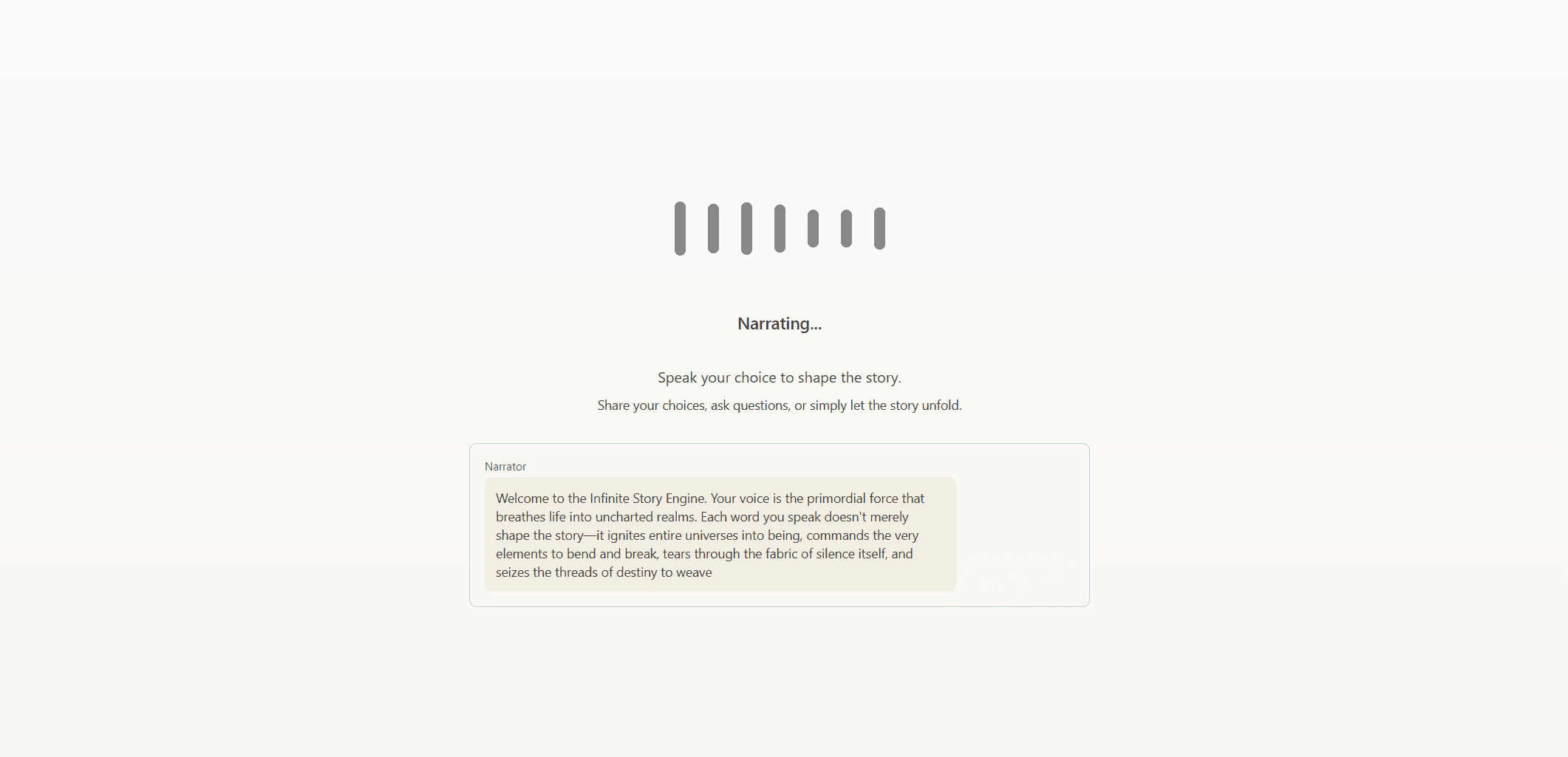 Infinite Story App Interface